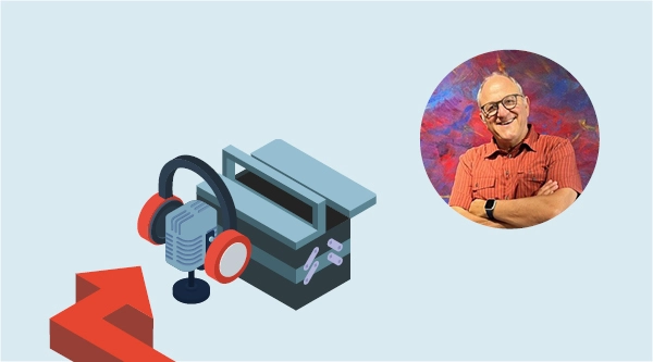 Key-Visual der Podcast-Reihe Potenzialverstärker ergänzt durch Portrait von Stefan Ruppaner